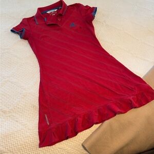 Raspberry Athletic Tennis Dress with turquoise Trim